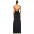 Elegante vestido de fiesta con hombros descubiertos y diamantes de imitación 