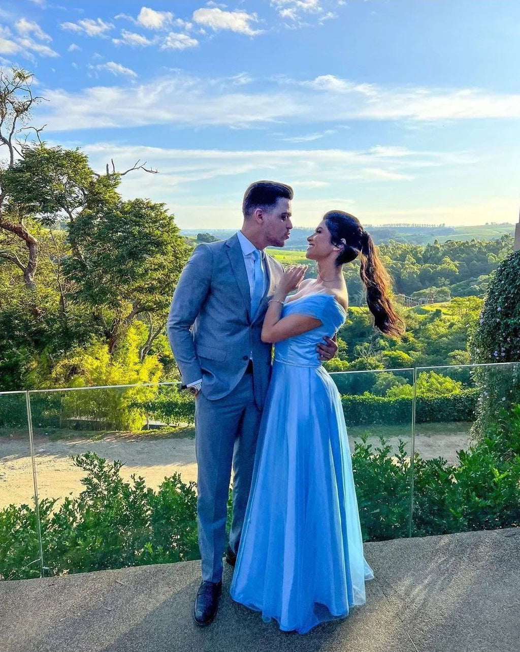 Elegant Blue A-line Evening Dress Blue Graduation Dress Y5703