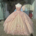 Abiti da ballo rosa scintillanti per Quinceañera, pizzo, fiore, dolce sedici, tulle, abito da festa a sfera Y57
