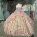 Abiti da ballo rosa scintillanti per Quinceañera, pizzo, fiore, dolce sedici, tulle, abito da festa a sfera Y57