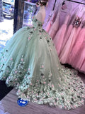 Abito da ballo a spalle scoperte con fiori tridimensionali, vestito per sedicesimo compleanno, abito per quinceañera Y2264