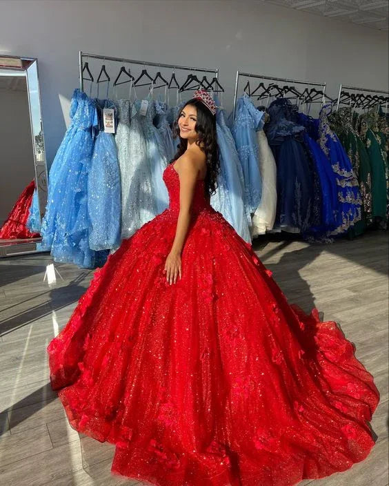 Robe de bal rouge élégante pour Quinceañera et bal de fin d'année, pour Sweet 16 Y2059