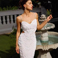 Pearl Embellished Strapless Bandage Prom Dress