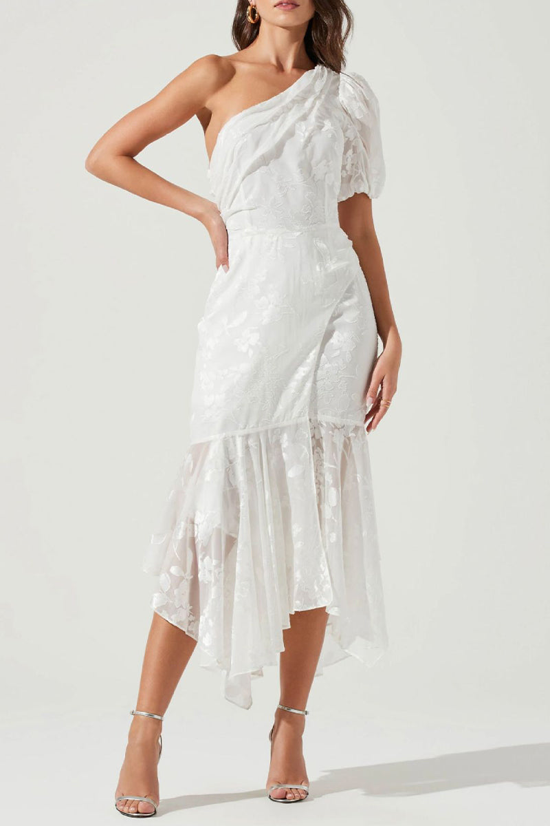 Elegante Abendkleider mit einfarbigem Patchwork und asymmetrischem schrägem Kragen 