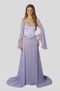 Custom Chiffon Long Sleeves Mermaid Prom Dress With Beaded Pleats