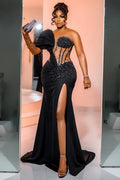 One Shoulder Long Sleeve Mermaid Prom Dress With Beading Custom Colors