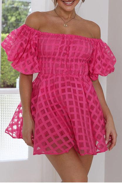 Barbie Night Square – Minikleid aus gemustertem Stoff mit Puffärmeln und elastischer Taille 