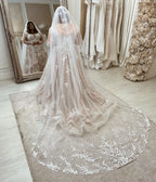 Chic Plus Size A Line Long Sweetheart Wedding Dress With Lace Sleeves