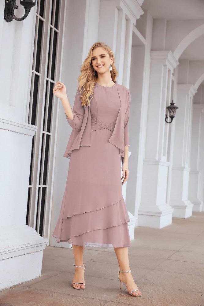 Robe de mariage de la mère de la mariée en deux pièces, ligne A, pour cérémonie et soirée formelle, modèle 28072