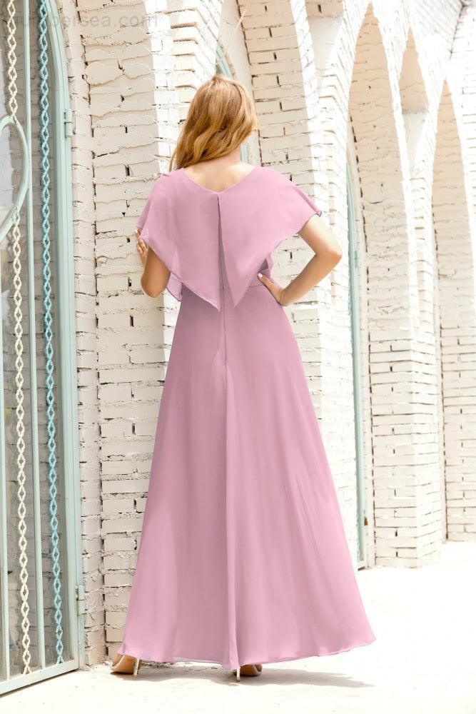 Robe de la Mère de la Mariée Grande Taille Col en V Longueur Solennelle Robe de Bal Formelle pour Invité de Mariage 28020