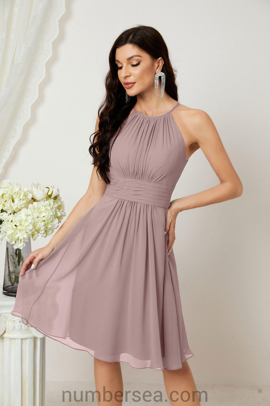 Robe de soirée formelle pour bal de fin d'études ou cocktail Halter 28011