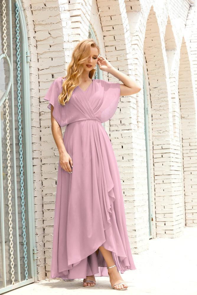 Robe de la Mère de la Mariée Grande Taille Col en V Longueur Solennelle Robe de Bal Formelle pour Invité de Mariage 28020