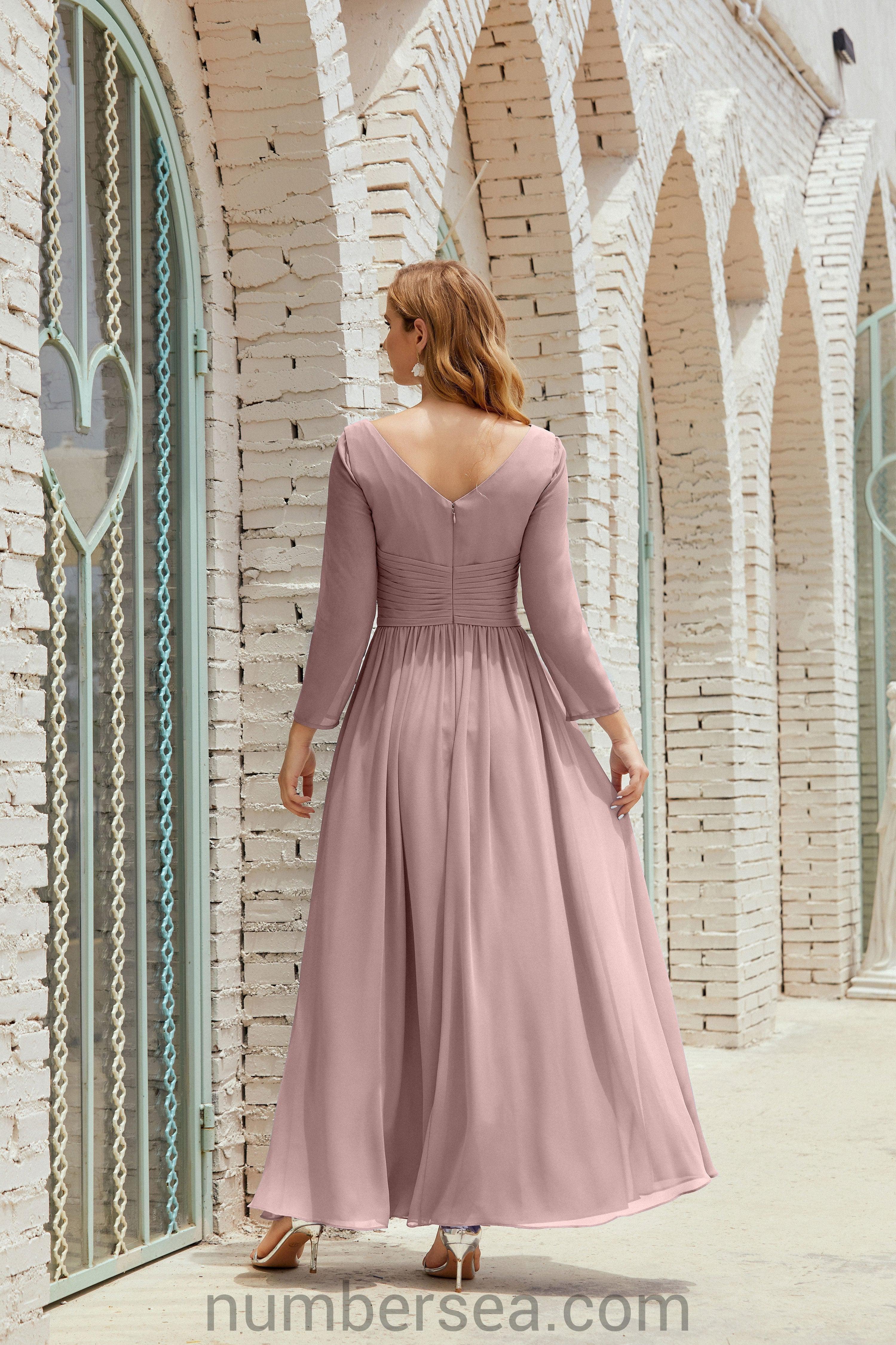 Abito da damigella Numbersea in chiffon, abito formale per festa, abito da sera 28016