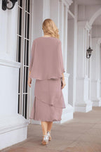 Robe de mariage de la mère de la mariée en deux pièces, ligne A, pour cérémonie et soirée formelle, modèle 28072