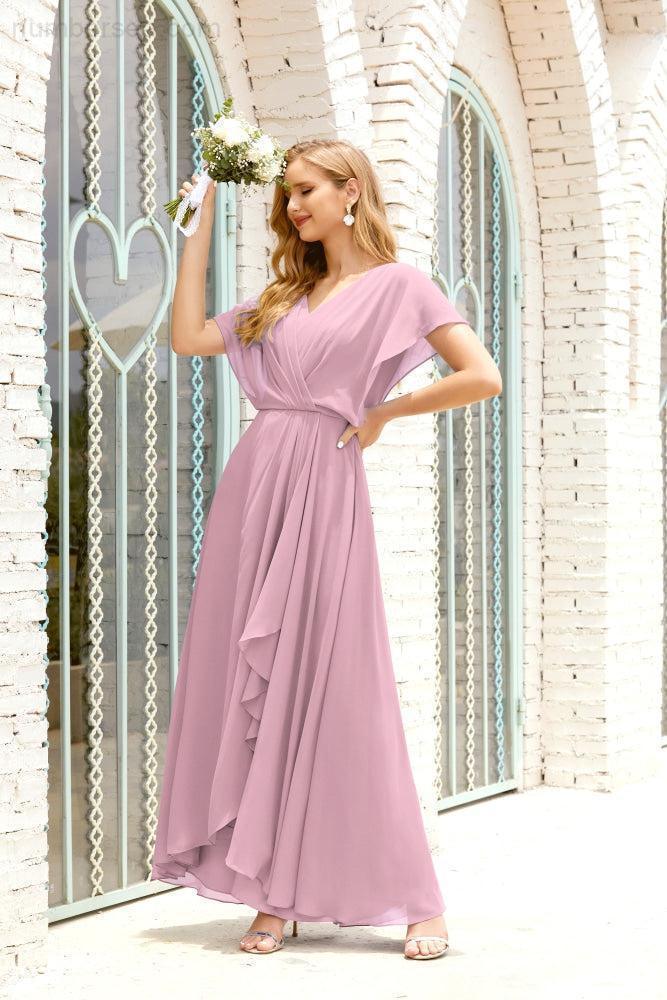 Robe de la Mère de la Mariée Grande Taille Col en V Longueur Solennelle Robe de Bal Formelle pour Invité de Mariage 28020