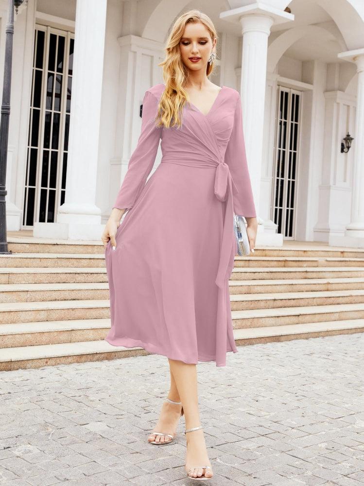 Bridesmaid Dress V-Back Waist Belt Mother of the Bride Wedding Guest SY28031