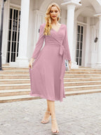 Bridesmaid Dress V-Back Waist Belt Mother of the Bride Wedding Guest SY28031