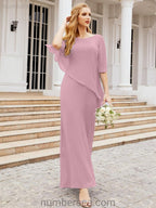 Robe de soirée formelle longue pour mère de la mariée avec cape à volants 28026