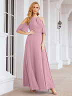 Robe de demoiselle d'honneur asymétrique, robe de soirée longue formelle ligne A 28074