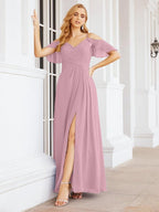 Robes longues de demoiselle d'honneur Numbersea à épaules dénudées, fente latérale, robes de bal formelles pour fête et mariage 28070