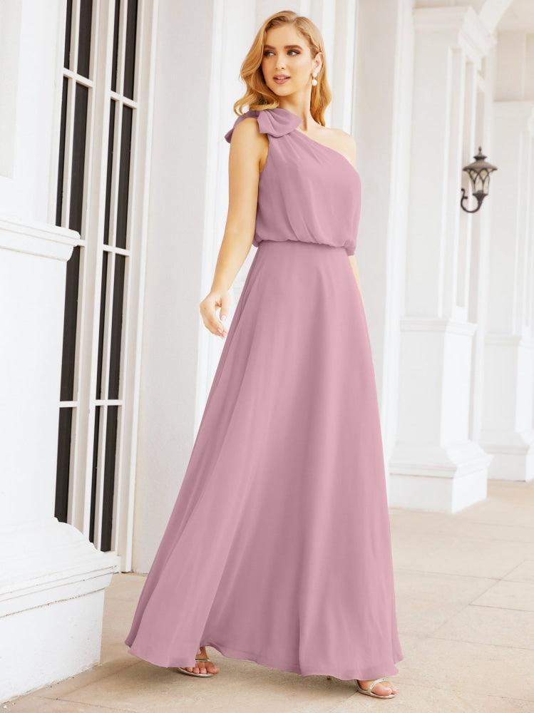 Robe de mariée longue asymétrique en mousseline à volants, sans manches et fendue sur le côté, modèle 28057