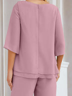 Robe de mariée élégante pour la mère de la mariée en deux pièces, tailleur pantalon grande taille à volants superposés, peignoir argenté 28064