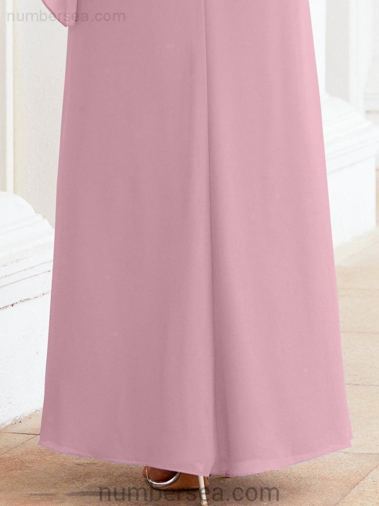 Robe de soirée formelle longue pour mère de la mariée avec cape à volants 28026