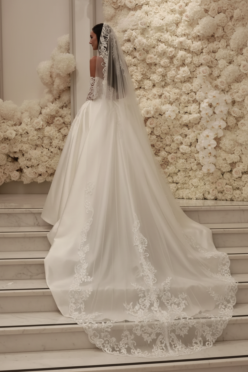 Arabic Lace Saudi Ball Gown Wedding Dress Strapless Pearls Satin Dubai Plus Size