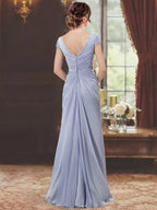 Plus Size Mother Of The Bride V Neck Sheath Dress With Ruffles And Appliques