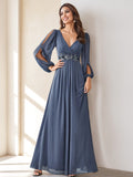 Elegant Floor Length A Line Princess V Neck Mother Of The Bride Dress Embroidery