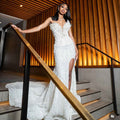 White Enchantment Beaded Floral Mermaid Prom Dress With Crystal Details