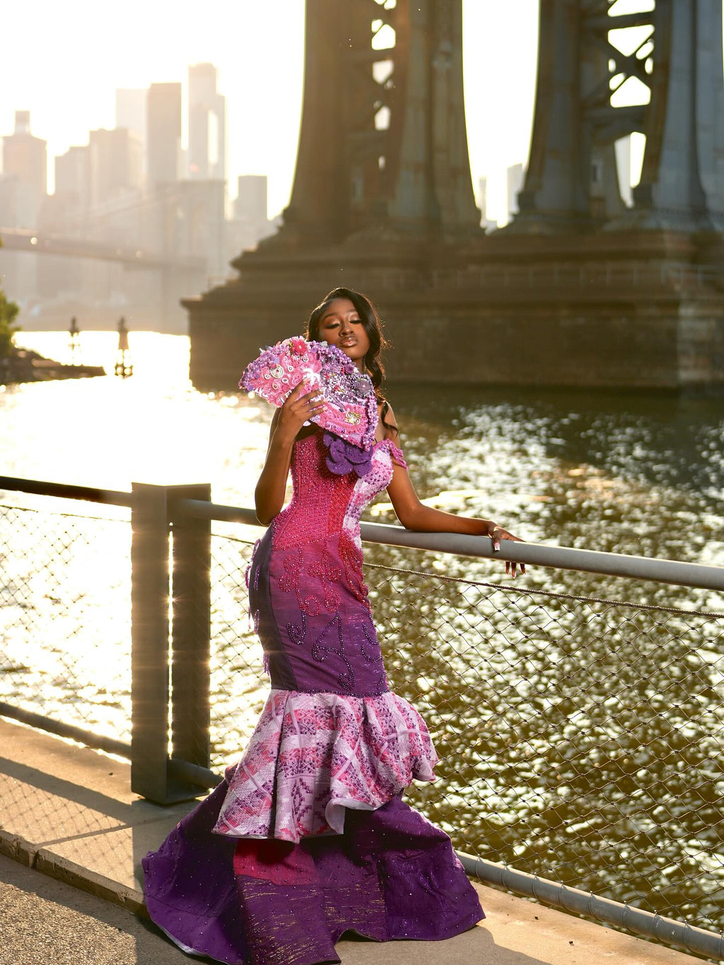Magenta And Royal Purple Mermaid Prom Dress With Heritage Inspired Ruffle