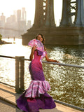 Magenta And Royal Purple Mermaid Prom Dress With Heritage Inspired Ruffle