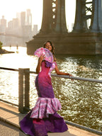 Magenta And Royal Purple Mermaid Prom Dress With Heritage Inspired Ruffle