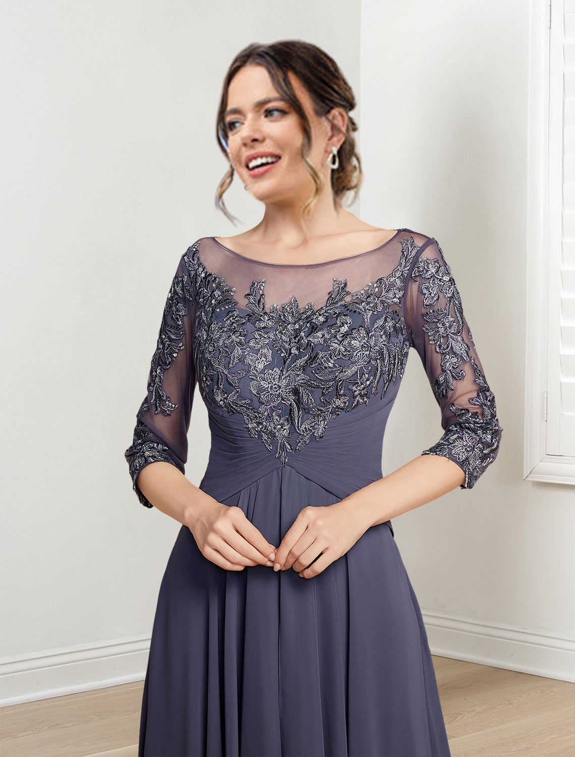 Floor Length Mother Of The Bride Dresses A Line Princess Scoop Necklines