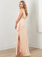 Floor Length V Neck Sheath Gowns For Mother Of The Bride