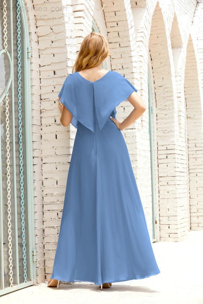 Robe de la Mère de la Mariée Grande Taille Col en V Longueur Solennelle Robe de Bal Formelle pour Invité de Mariage 28020