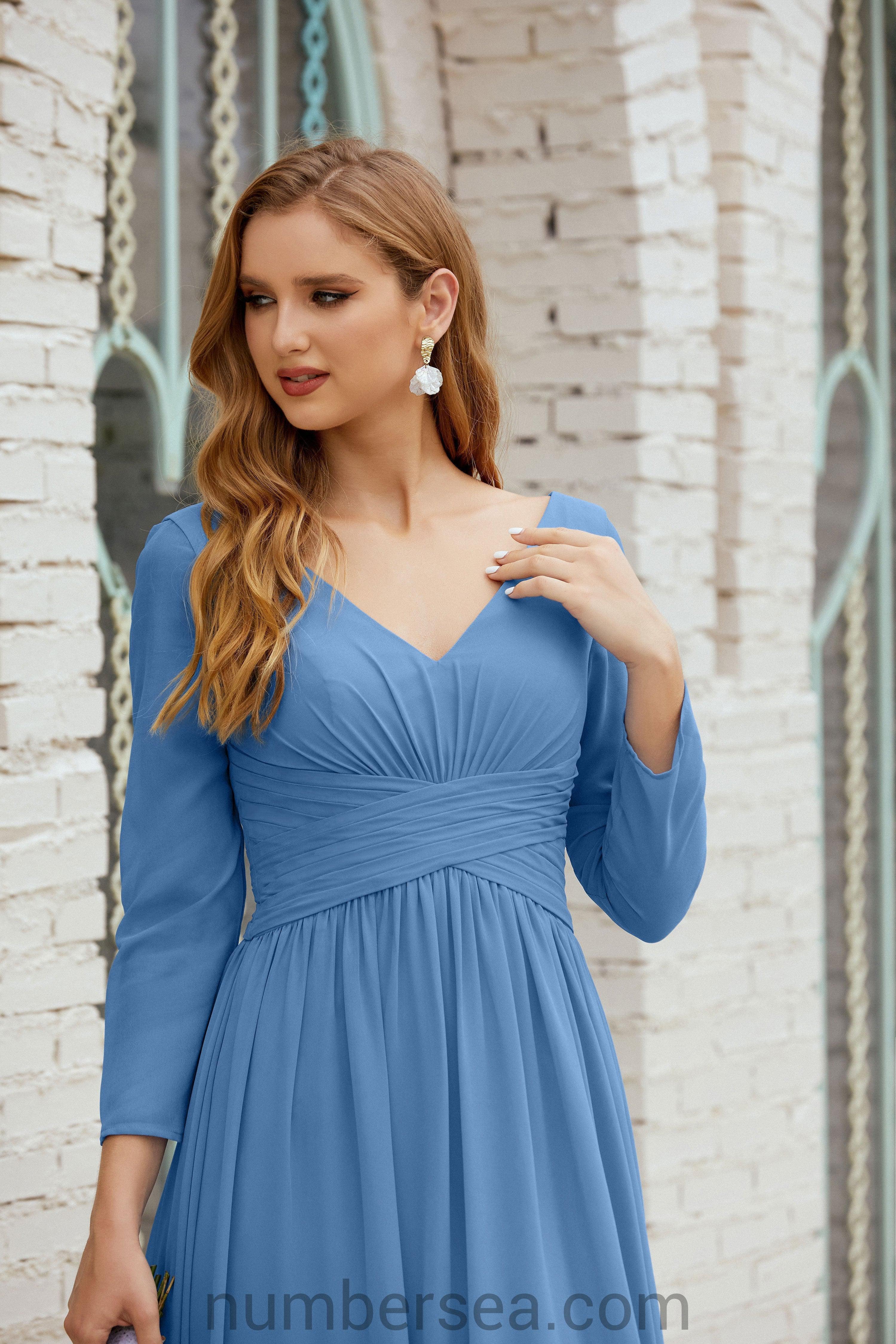 Abito da damigella Numbersea in chiffon, abito formale per festa, abito da sera 28016