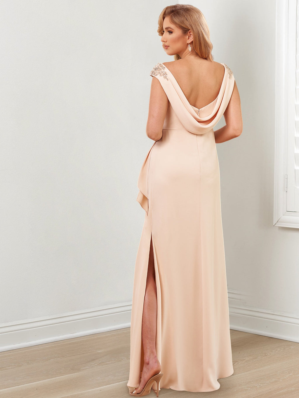 Floor Length V Neck Sheath Gowns For Mother Of The Bride