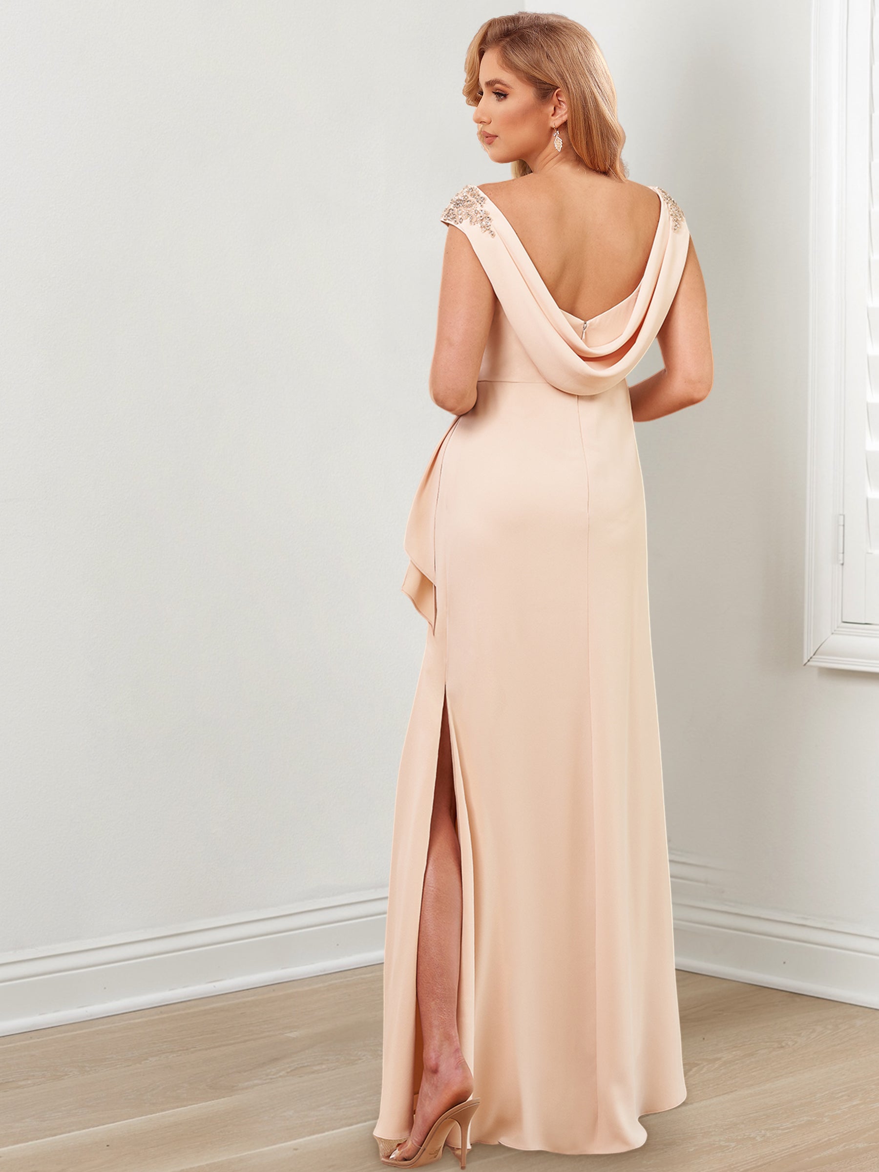 Floor Length V Neck Sheath Gowns For Mother Of The Bride