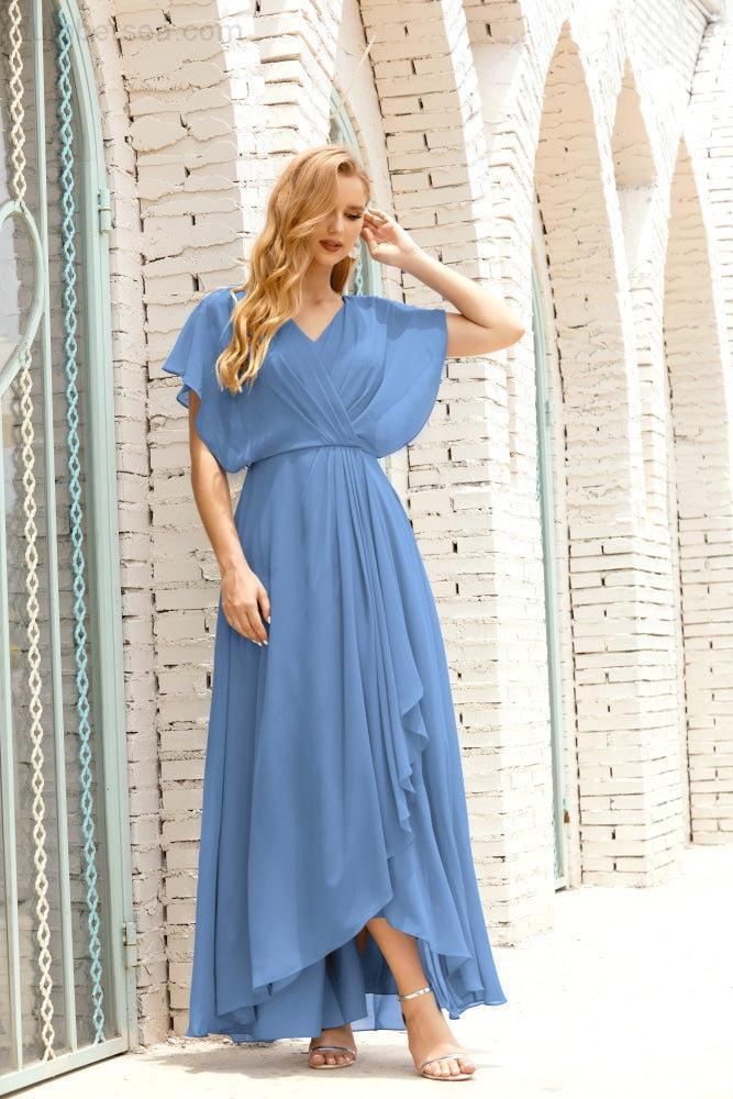 Robe de la Mère de la Mariée Grande Taille Col en V Longueur Solennelle Robe de Bal Formelle pour Invité de Mariage 28020