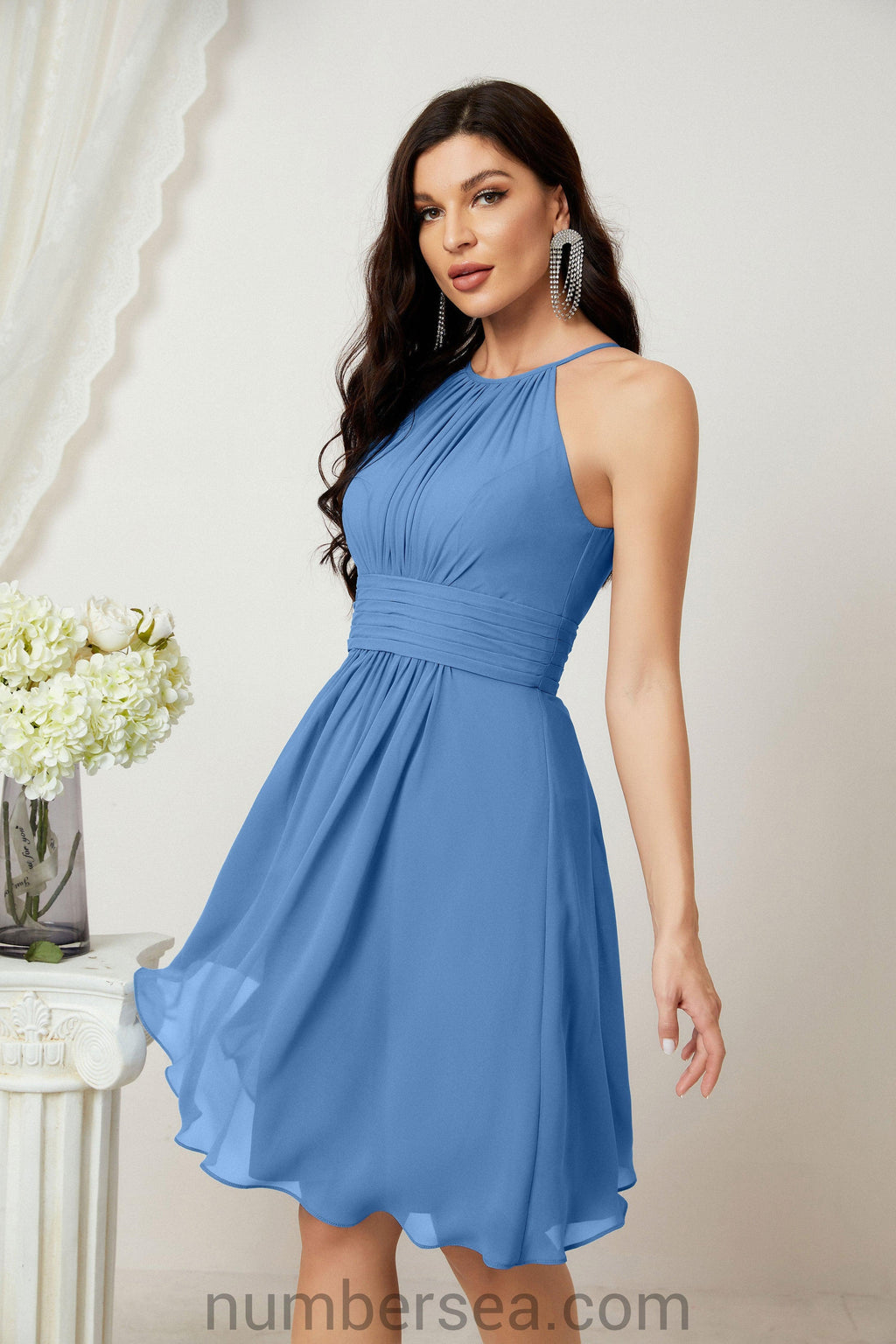Robe de soirée formelle pour bal de fin d'études ou cocktail Halter 28011