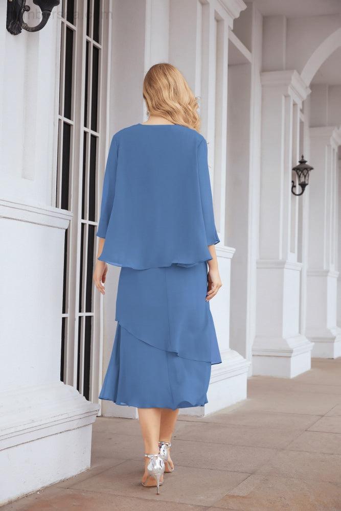 Robe de mariage de la mère de la mariée en deux pièces, ligne A, pour cérémonie et soirée formelle, modèle 28072