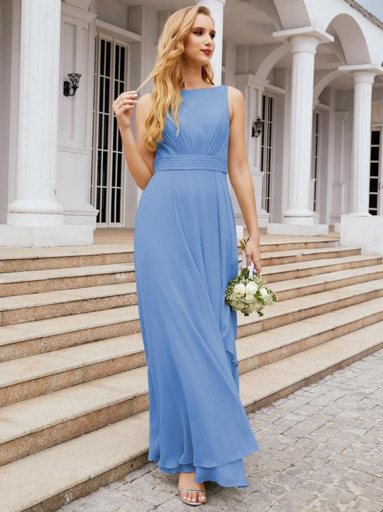 Abiti da damigella Numbersea per matrimonio con volant, lunghi, formali, da ballo 28039