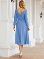 Bridesmaid Dress V-Back Waist Belt Mother of the Bride Wedding Guest SY28031