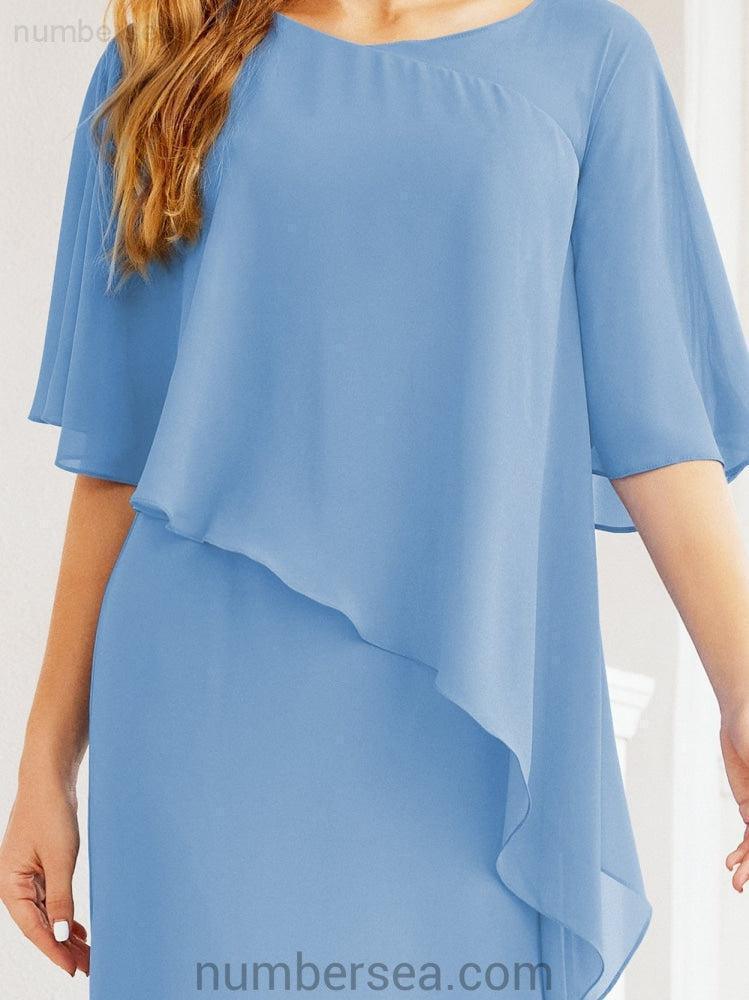 Robe de soirée formelle longue pour mère de la mariée avec cape à volants 28026