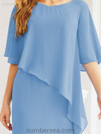Robe de soirée formelle longue pour mère de la mariée avec cape à volants 28026