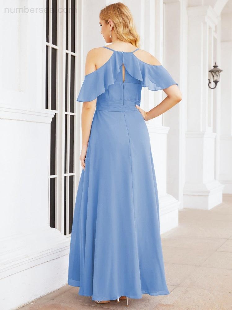 Robes longues de demoiselle d'honneur Numbersea à épaules dénudées, fente latérale, robes de bal formelles pour fête et mariage 28070