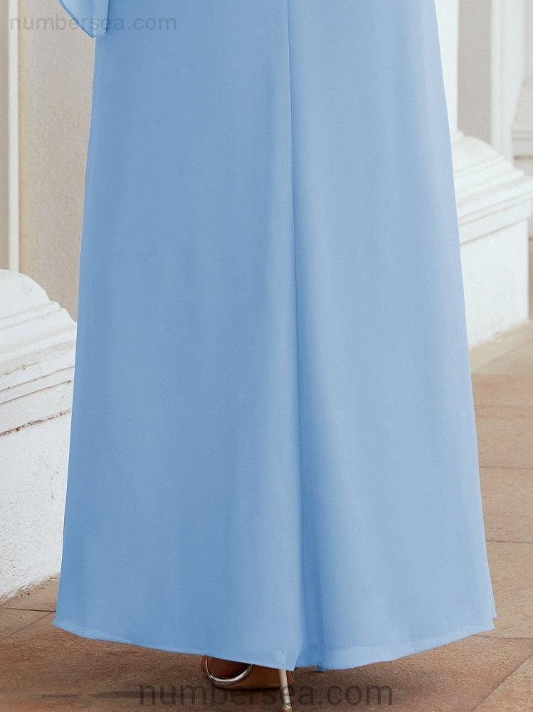 Robe de soirée formelle longue pour mère de la mariée avec cape à volants 28026