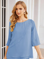 Robe de mariée élégante pour la mère de la mariée en deux pièces, tailleur pantalon grande taille à volants superposés, peignoir argenté 28064